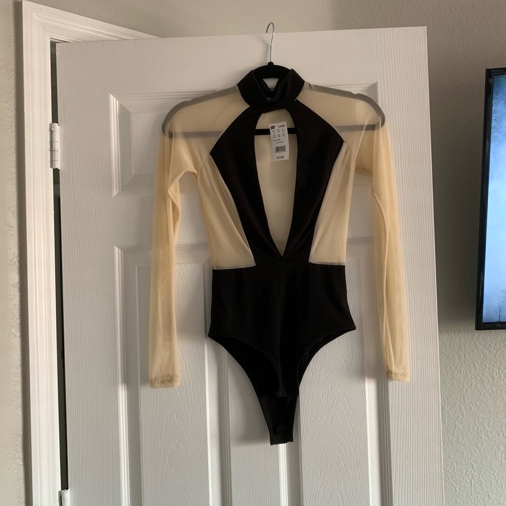 Black and nude bodysuit